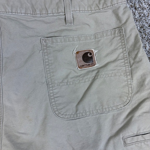 Carhartt Mens Tan Canvas Work Shorts Khaki Utility Carpenter 40 - Picture 6 of 11